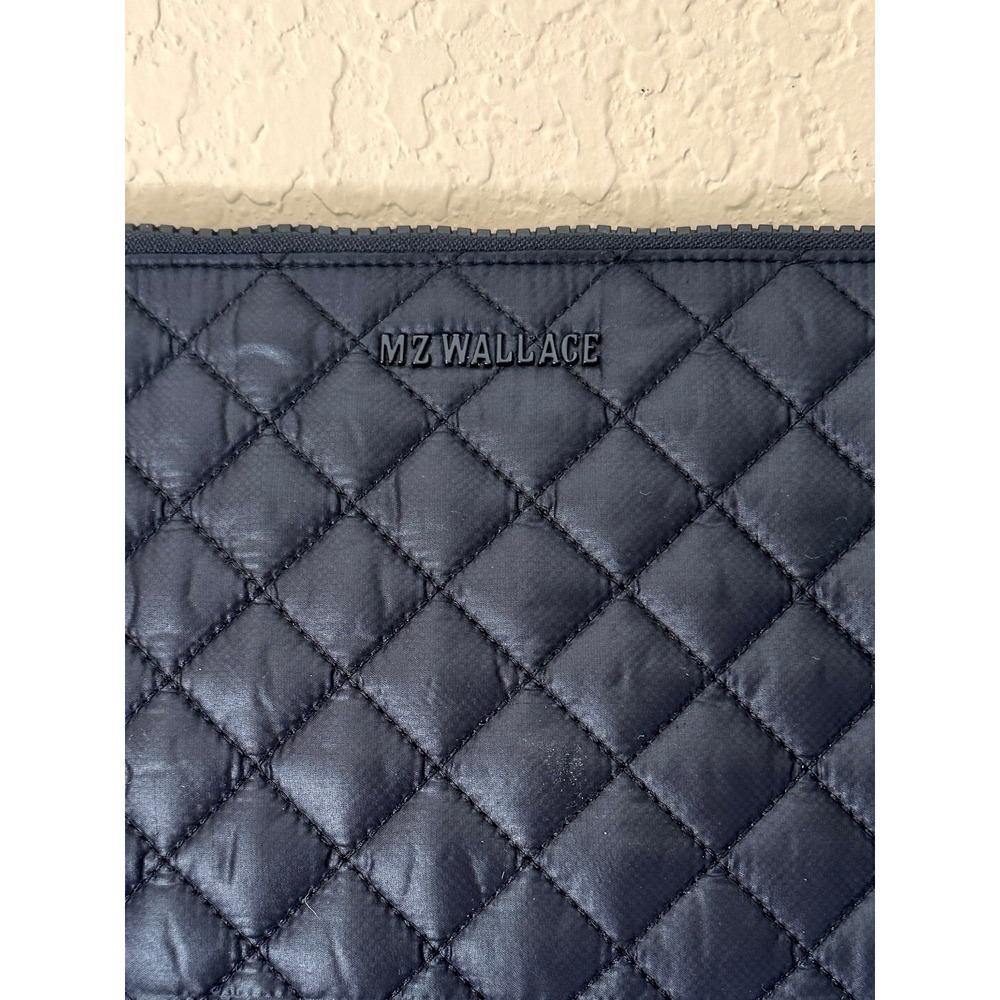 MZ Wallace Quilted Black Nylon Wristlet Clutch with Leather Patch - Picture 8 of 12